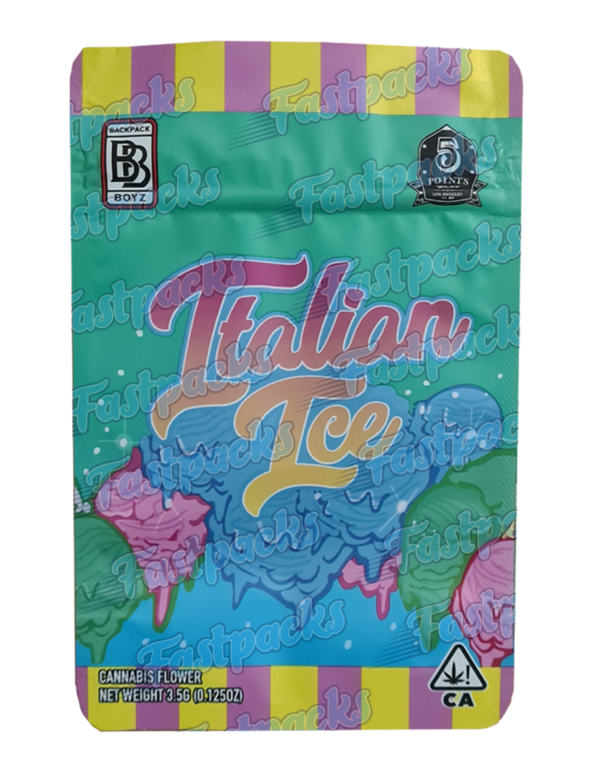 Backpack Boyz ~ Italian Ice ~ 3.5G Mylar Bag Inc Tamper Evident Holographic