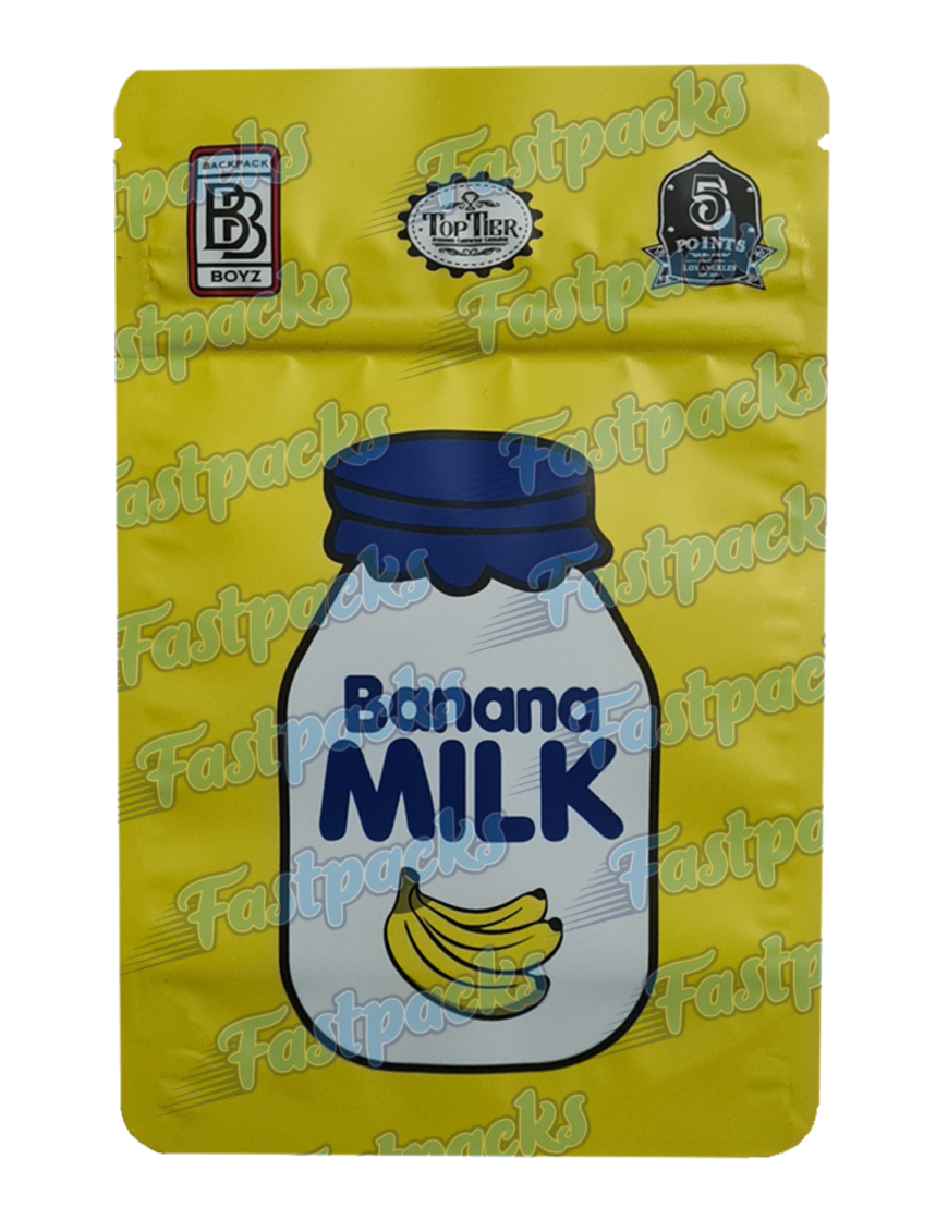 Backpack Boyz ~ Banana Milk ~ 3.5G Mylar Bag Inc. Tamper Evident Holographic