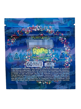 Medicated N Rope Bites ~ Blue ~ 600MG Mylar Bag ~ "New Blue" Available