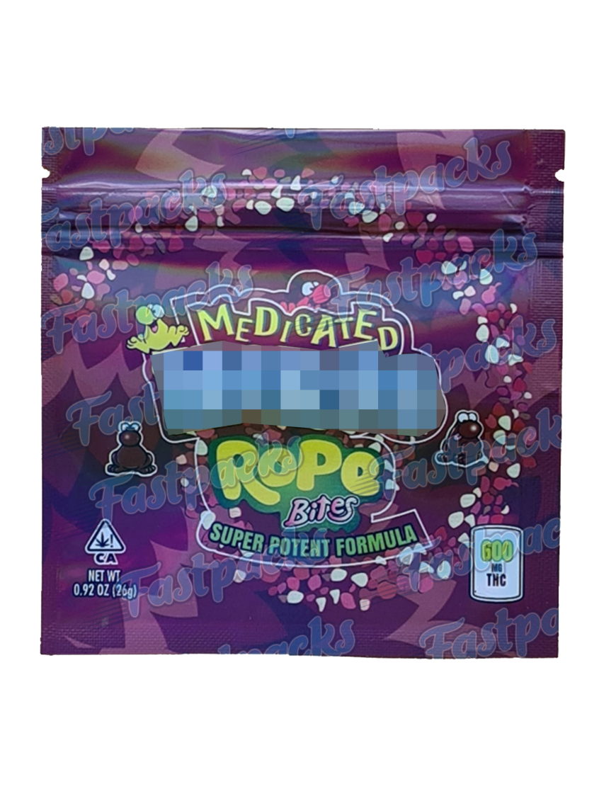 Medicated N Rope Bites ~ Burgundy ~ 600MG Mylar Bag (Bulk)