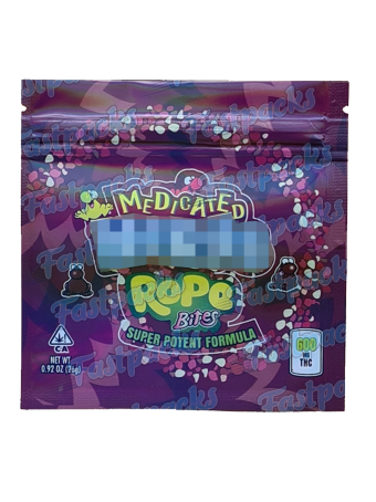 Medicated N Rope Bites ~ Burgundy ~ 600MG Mylar Bag (Bulk)