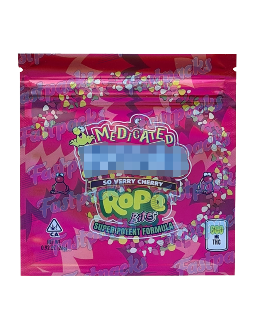 Medicated N Rope Bites ~ Soo Verry Cherry ~ 600MG Mylar Bag (Bulk)