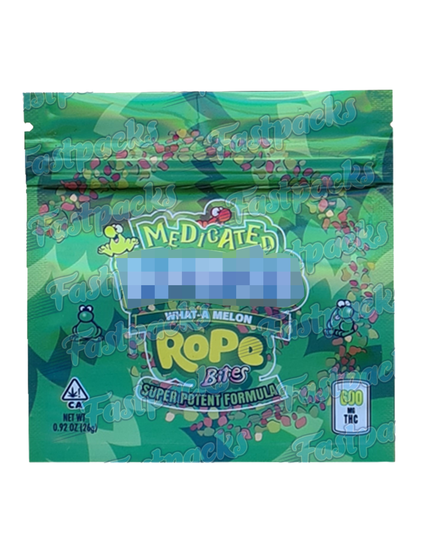 Medicated N Rope Bites ~ What-A-Melon ~ 600MG Mylar Bag (Bulk)