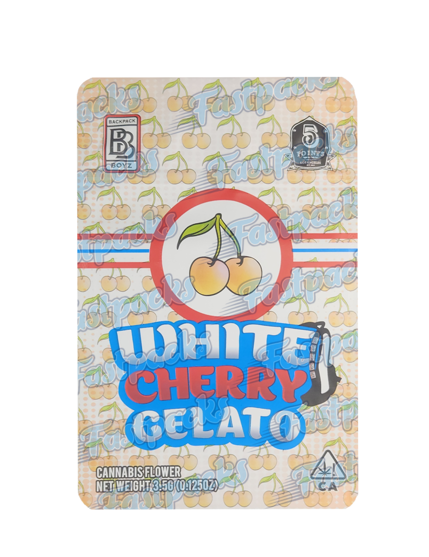 Backpack Boyz ~ White Cherry Gelato ~ 3.5G Mylar Bag Inc Tamper Evident Holographic (2022 Version Diff From Pics)