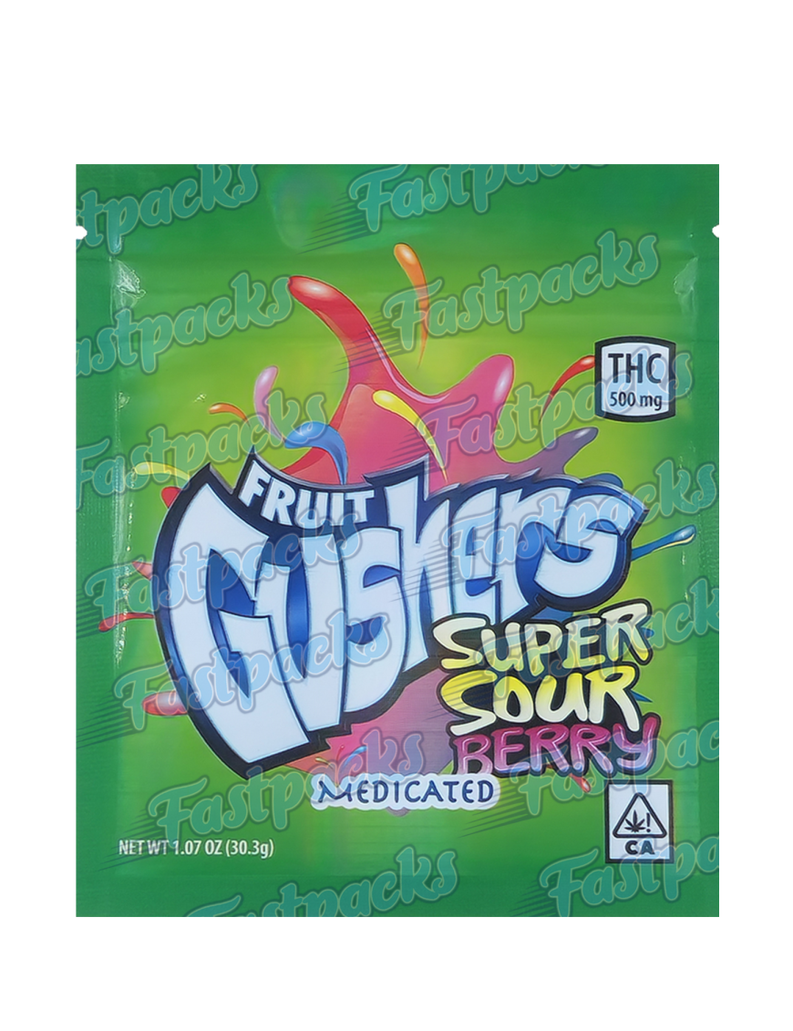 Fruit Gushers ~ Super Sour Berry ~ 500MG Mylar Bag