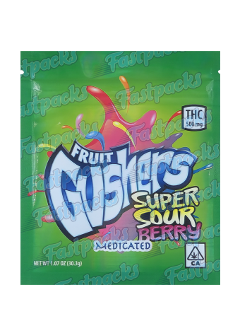 Fruit Gushers ~ Super Sour Berry ~ 500MG Mylar Bag