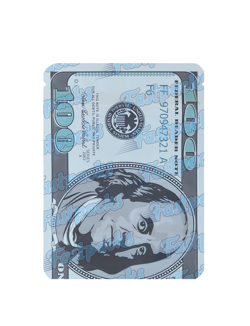 100 Dollar Bill Fold ~ 3.5G Die-Cut Mylar Bag