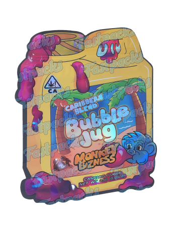 Monkey Bizness ~ Caribbean Blend Bubble Jug ~ 3.5G Die Cut Mylar Bag