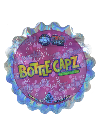 30 Flamez x Mim_Exotics ~ Bottle Capz ~ 3.5G Die-Cut Mylar Bag