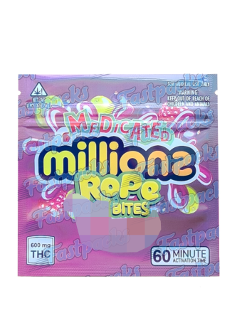 Medicated Millions Rope Bites ~ V ~ 600MG Mylar Bag