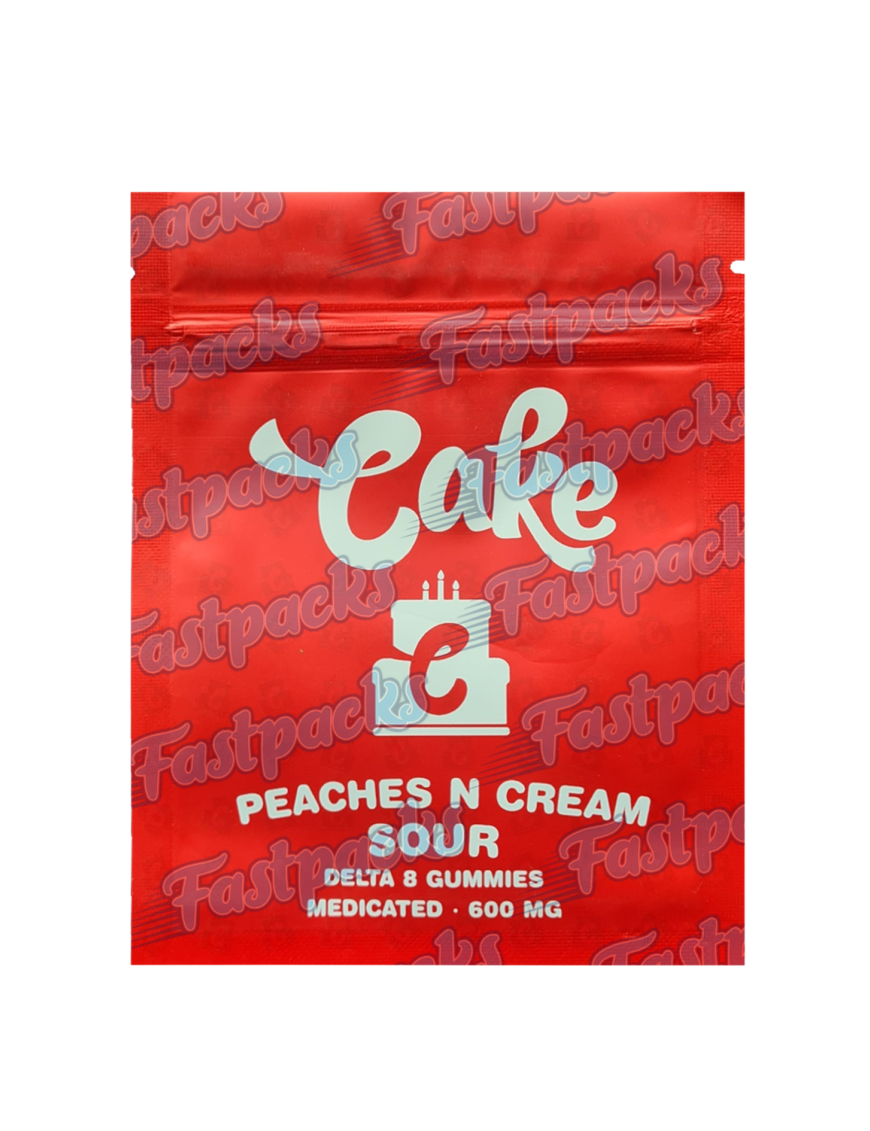 Cake ~ Peaches N Cream Delta 8 Gummies ~ 600MG Mylar Bag