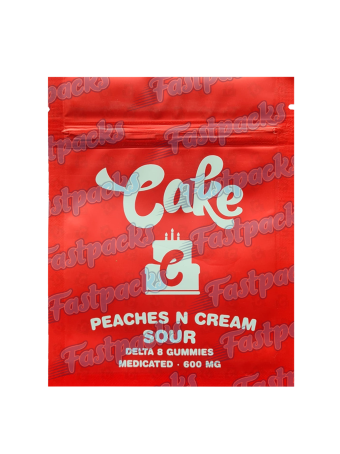 Cake ~ Peaches N Cream Delta 8 Gummies ~ 600MG Mylar Bag