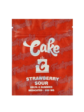 Cake ~ Strawberry Sour Delta 8 Gummies ~ 600MG Mylar Bag