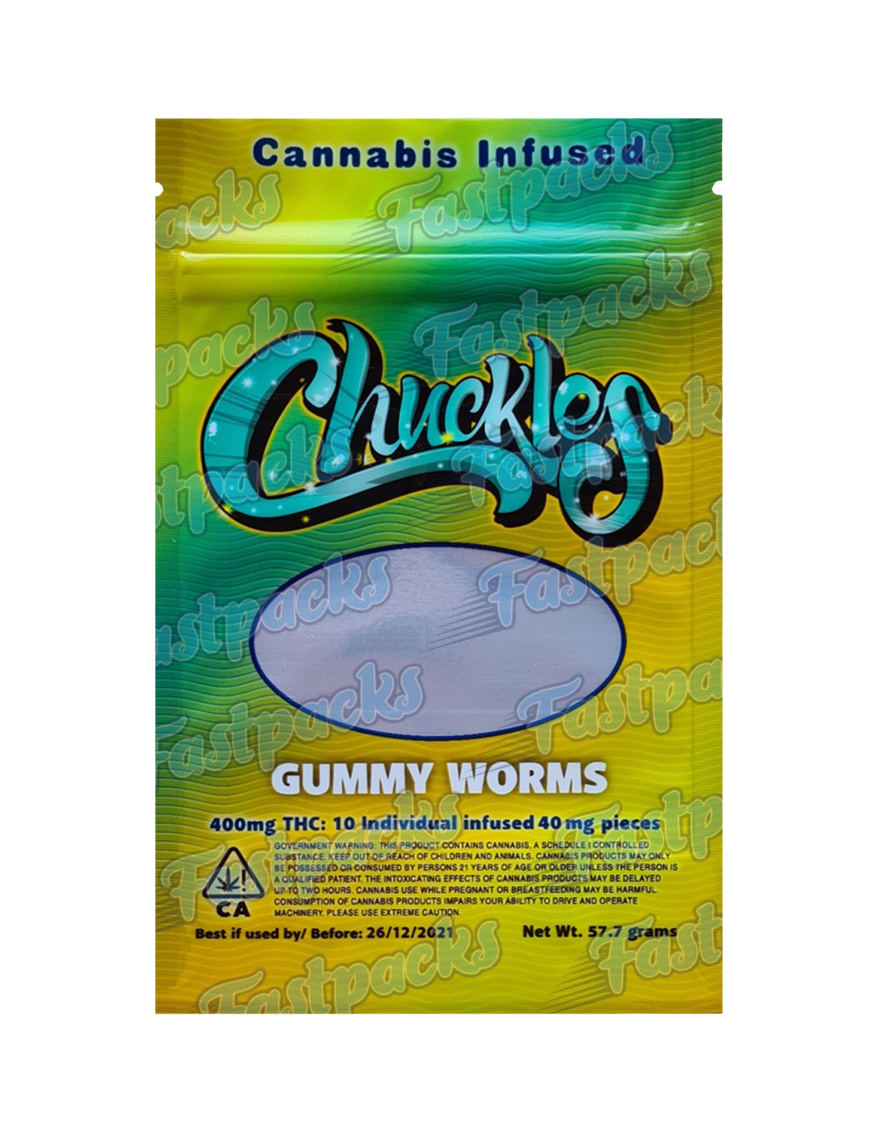 Chuckles ~ Gummy Worms ~ 400MG/600MG Mylar Bag