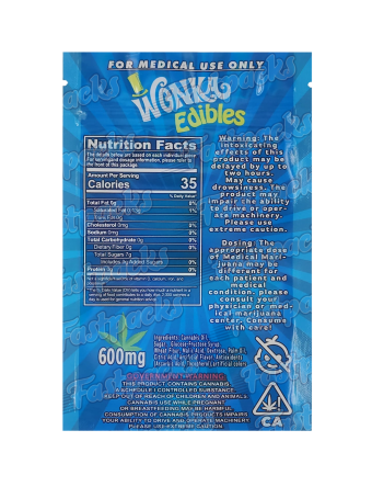 Wonka Edibles ~ Blue ~ 600MG Mylar Bag (2023)