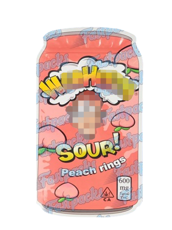 W Heads ~ Peach Rings ~ 600MG Die-Cut Empty Mylar Bag (2023)