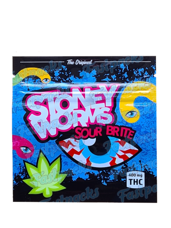 The Original Stoney Worms ~ Sour Brite ~ 400MG Mylar Bag