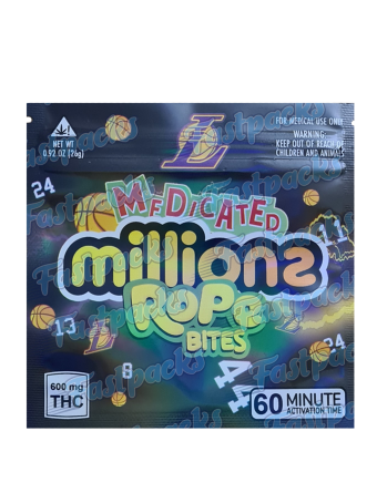 Medicated Millions Rope Bites ~ Lakers ~ 600MG Mylar Bag