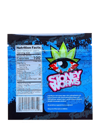 The Original Stoney Worms ~ Sour Brite ~ 400MG Mylar Bag