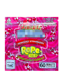 Medicated N Rope Bites ~ Seriously Strawberry Classic 600MG (Bulk)