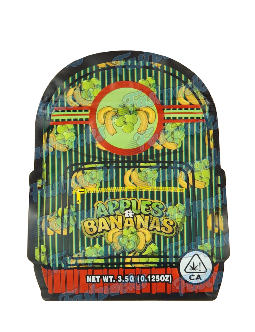 Backpack Boyz ~ Apples & Bananas ~ 3.5G Die-Cut Mylar Bag