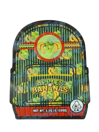 Backpack Boyz ~ Apples & Bananas ~ 3.5G Die-Cut Mylar Bag