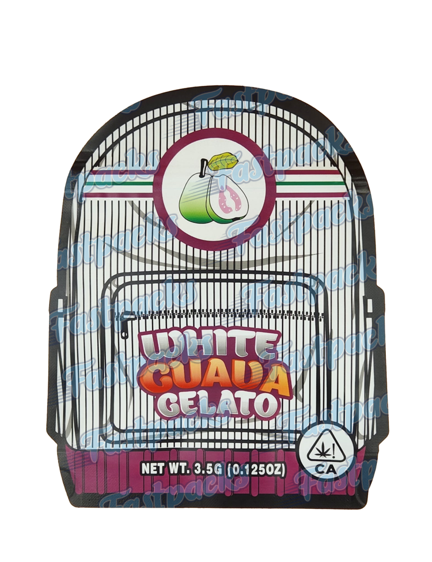 Backpack Boyz ~ White Guava Gelato ~ 3.5G Die-Cut Mylar Bag