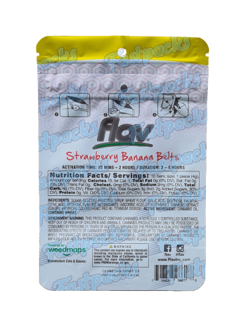 Flav ~ Infused Banana Strawberry Belts ~ 500MG Mylar Bag