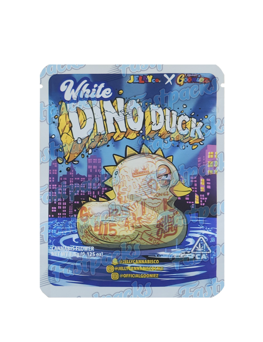 Jelly Co. X Official Gooniez ~ White Dino Duck ~ 3.5G Mylar Bag (2024)