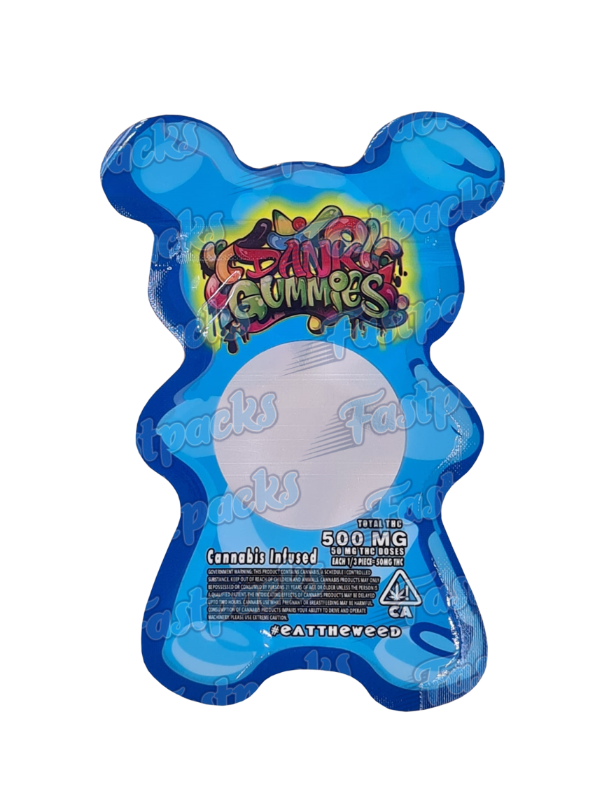 Dank Gummies ~ Blue ~ 500MG Die-Cut Mylar Bag (2022)