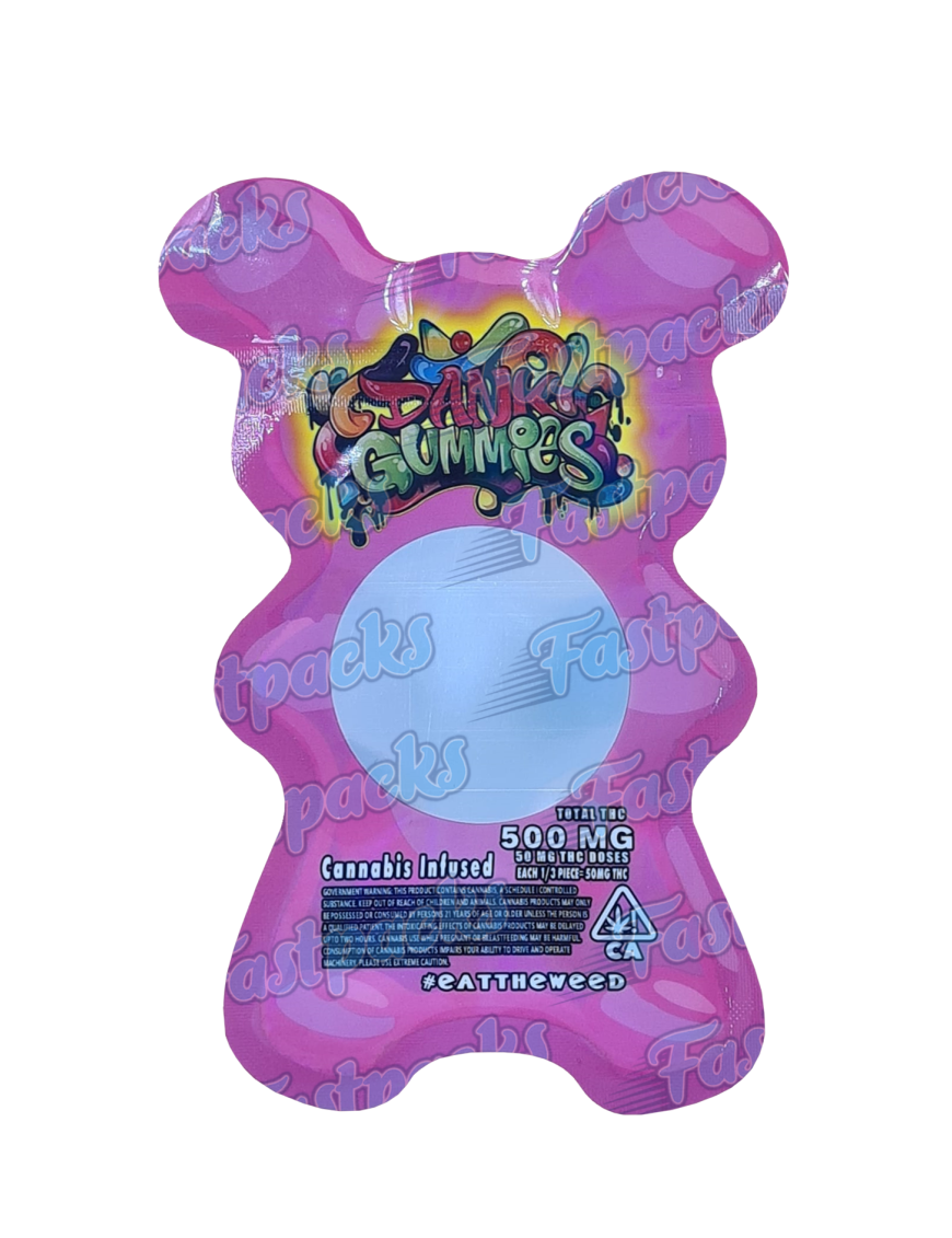 Dank Gummies ~ Pink ~ 500MG Die-Cut Mylar Bag (2022)