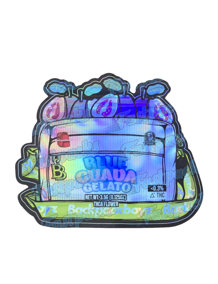 Backpack Boyz ~ Blue Guava Gelato ~ 3.5G Die-Cut Holographic Mylar Bag (2025)