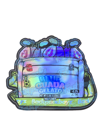 Backpack Boyz ~ Blue Guava Gelato ~ 3.5G Die-Cut Holographic Mylar Bag (2025)