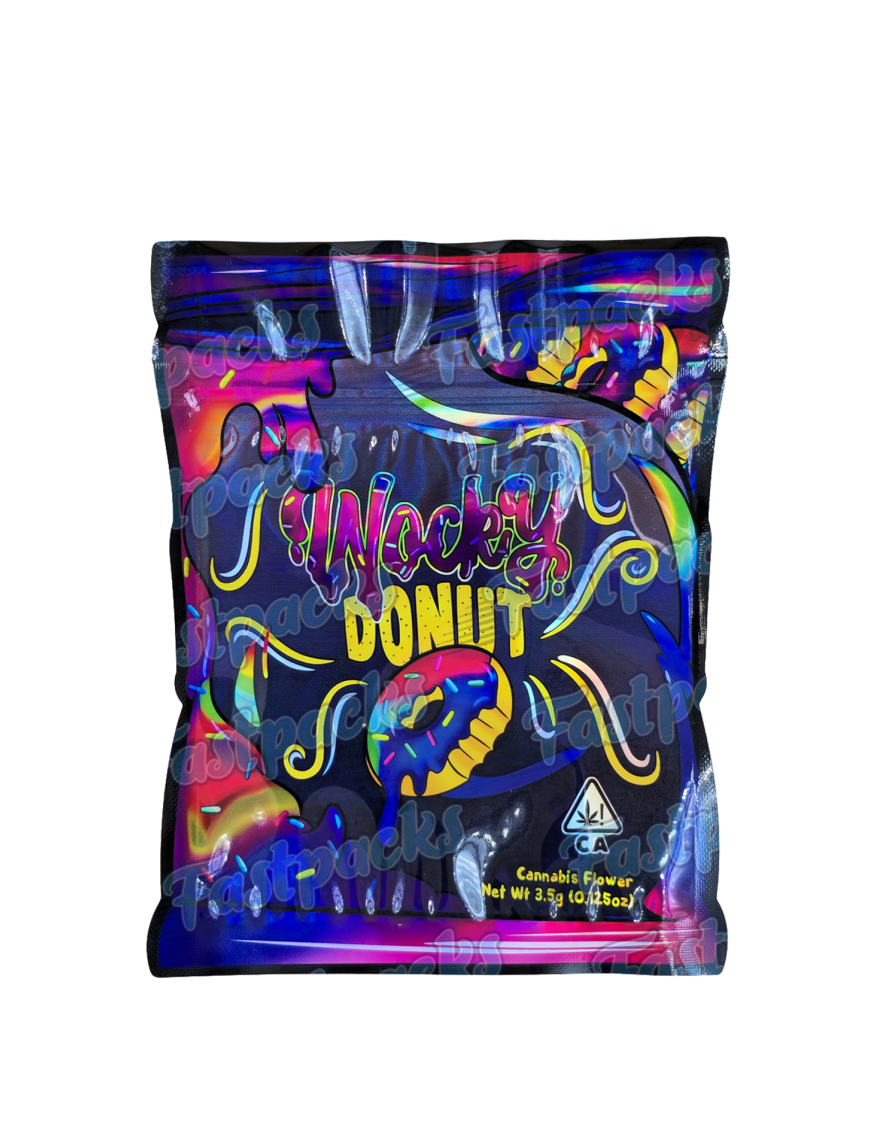 Pass The Zaza ~ Wocky Donut ~ 3.5G Holographic Die-Cut Mylar Bag