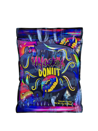 Pass The Zaza ~ Wocky Donut ~ 3.5G Holographic Die-Cut Mylar Bag