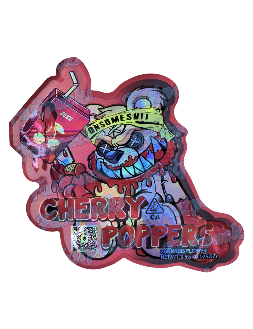 On Some Shit ~ Cherry Poppers ~ 3.5G Die-Cut Holographic Mylar Bag