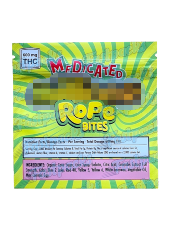 Medicated M Rope Bites ~ Original ~ 600MG Mylar Bag