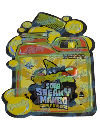 Sour Sneaky Mango ~ Gum Powder ~ 3.5G Die Cut Mylar Bag